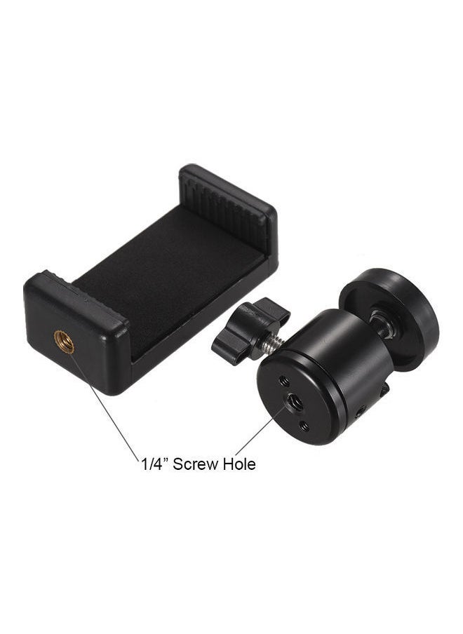 NIBEMINENT Adjustable Phone Holder Clip And Flexible Ball Head Adapter Mount Black  - Image 2