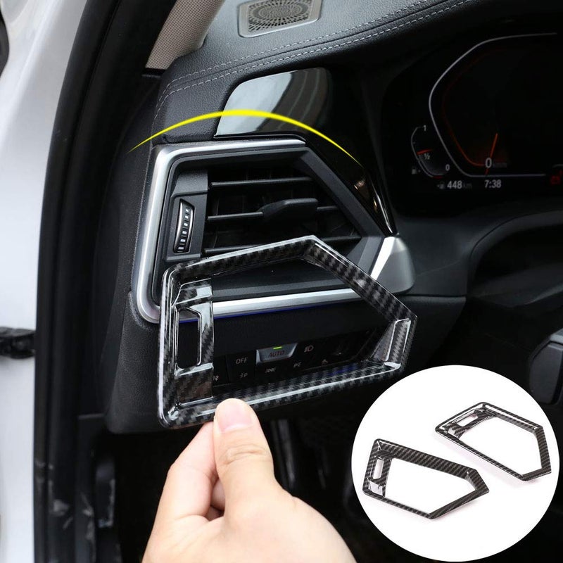 Eiseng Car Carbon Fiber Front Side Air Conditioning Outlet Vent Frame Grille Cover Trim for BMW G20 3 Series 330i M340i 2019 2020 2021 2022 2023 2024 G22 4 Series Coupe M440i Interior Accessories
