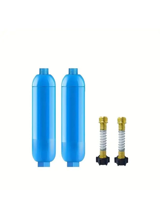 Blue 2Pcs RV Inline Water Filter Reduces Bad Taste Odor Chlorine Lead Fluoride Sediments - Image 1