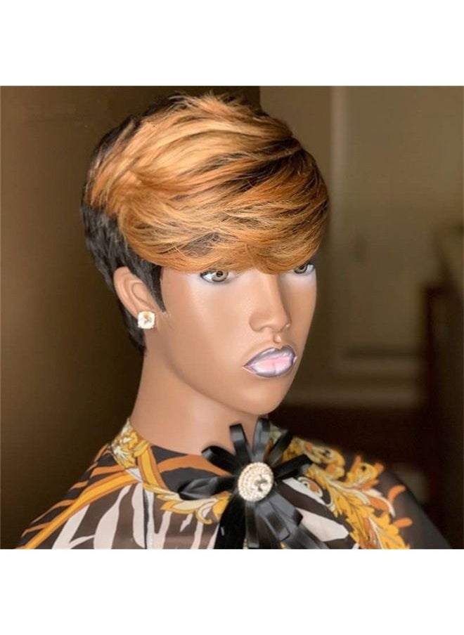 FCHW-wig Short Ombre Hair Wigs For Black Women Short Pixie Cuts Wigs For Black Women Short Straight Black Ladies Wigs Synthetic Short Wigs For Black Women African American Women Wigs (JY-001)  - Image 2