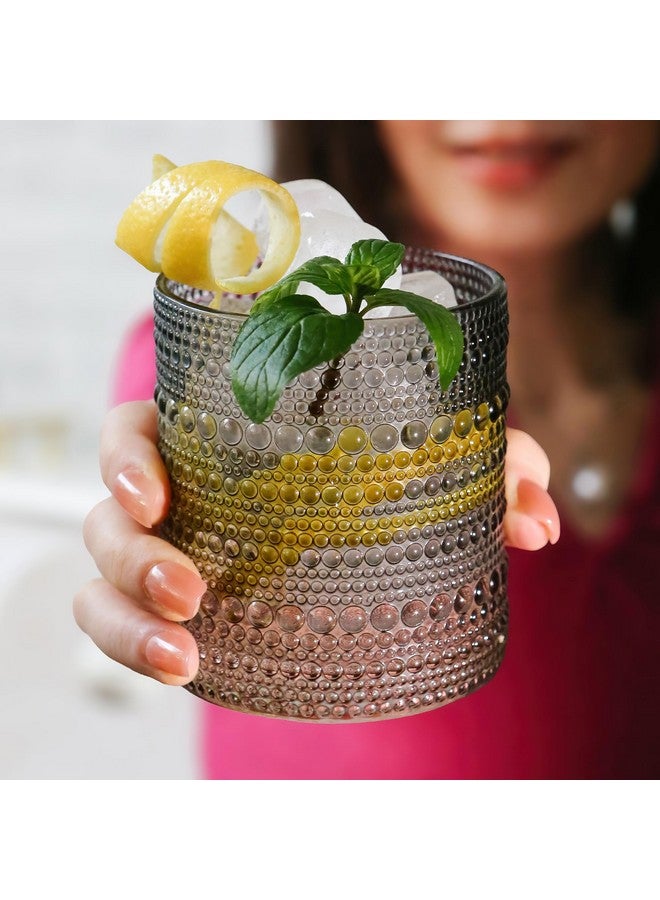 Kate Aspen Hobnail Beaded Drinking Glasses Vintage Glassware Set | Cocktail Glass Set, Juice Glass, Water Cups | Makes A Great Hostess Gift, Gift for Newlyweds (Smoke Grey)