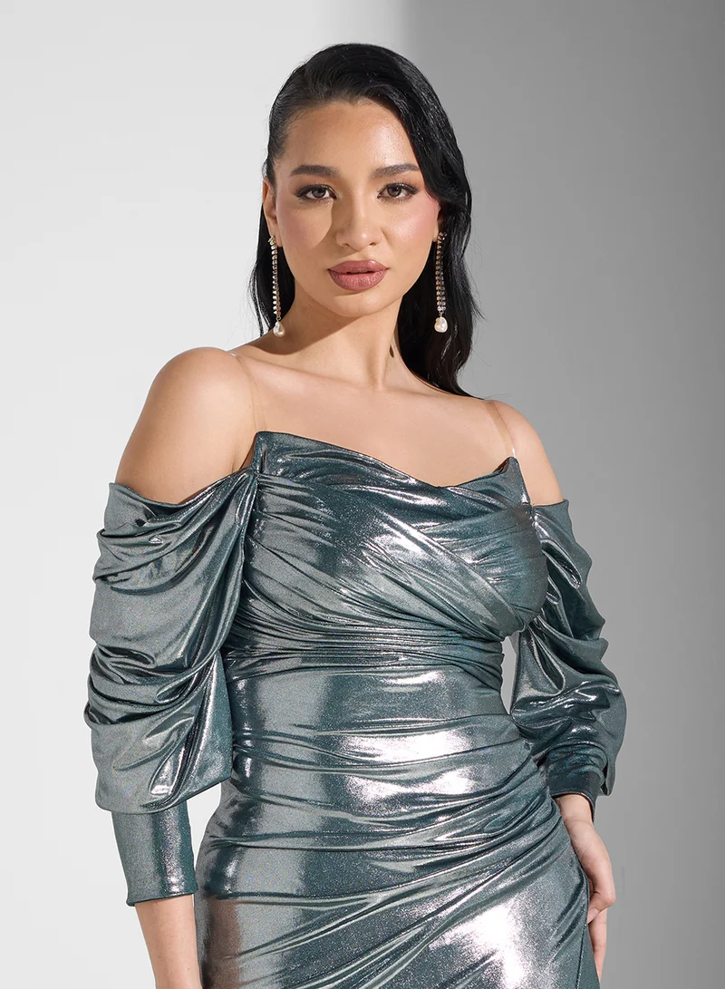 Namshi x Metallic Off-Shoulder Dress