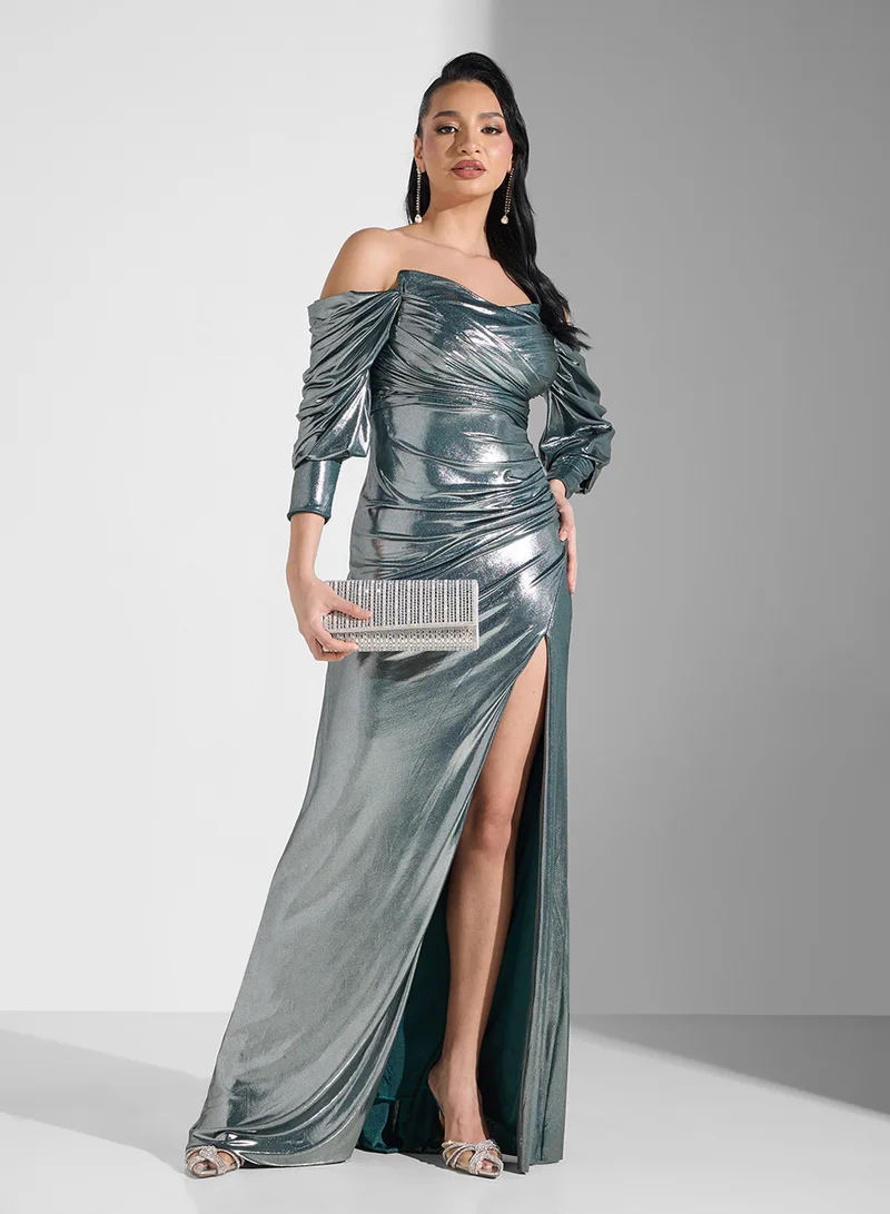 Namshi x Metallic Off-Shoulder Dress