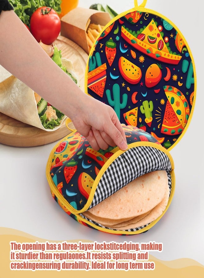 LemonRoad 3 Pcs Tortilla Warmer Pouch 12 Inch Microwaveable & Insulated Tortilla Warmer Holder Fabric Taco Keeper Bag for Naan Pizza Rolls Tacos Corn Flour Pizza Bread Up to One Hour - Image 4