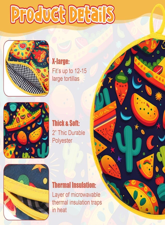LemonRoad 3 Pcs Tortilla Warmer Pouch 12 Inch Microwaveable & Insulated Tortilla Warmer Holder Fabric Taco Keeper Bag for Naan Pizza Rolls Tacos Corn Flour Pizza Bread Up to One Hour - Image 3