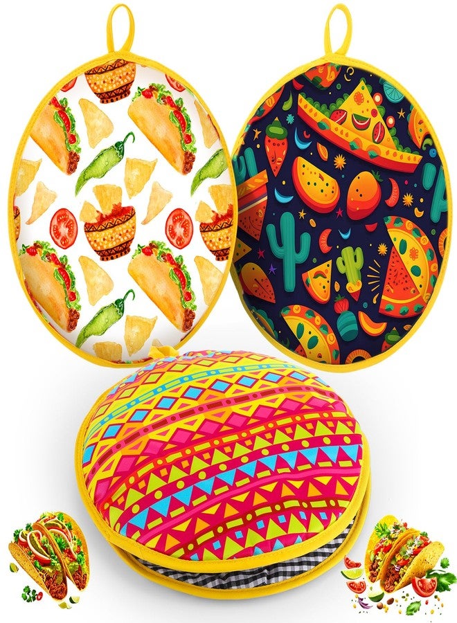 LemonRoad 3 Pcs Tortilla Warmer Pouch 12 Inch Microwaveable & Insulated Tortilla Warmer Holder Fabric Taco Keeper Bag for Naan Pizza Rolls Tacos Corn Flour Pizza Bread Up to One Hour - Image 1