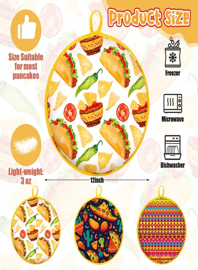 LemonRoad 3 Pcs Tortilla Warmer Pouch 12 Inch Microwaveable & Insulated Tortilla Warmer Holder Fabric Taco Keeper Bag for Naan Pizza Rolls Tacos Corn Flour Pizza Bread Up to One Hour - Image 2