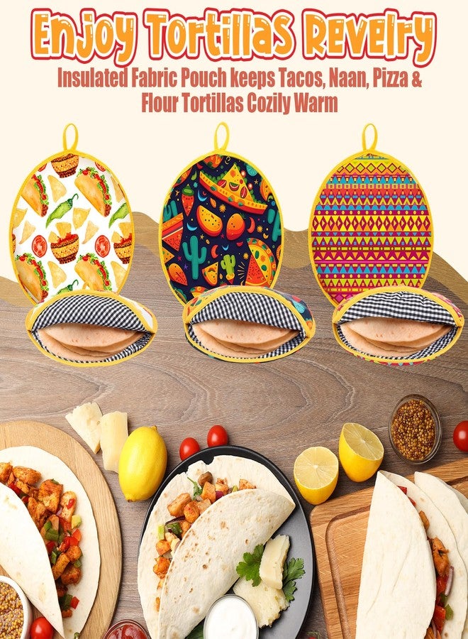 LemonRoad 3 Pcs Tortilla Warmer Pouch 12 Inch Microwaveable & Insulated Tortilla Warmer Holder Fabric Taco Keeper Bag for Naan Pizza Rolls Tacos Corn Flour Pizza Bread Up to One Hour - Image 5