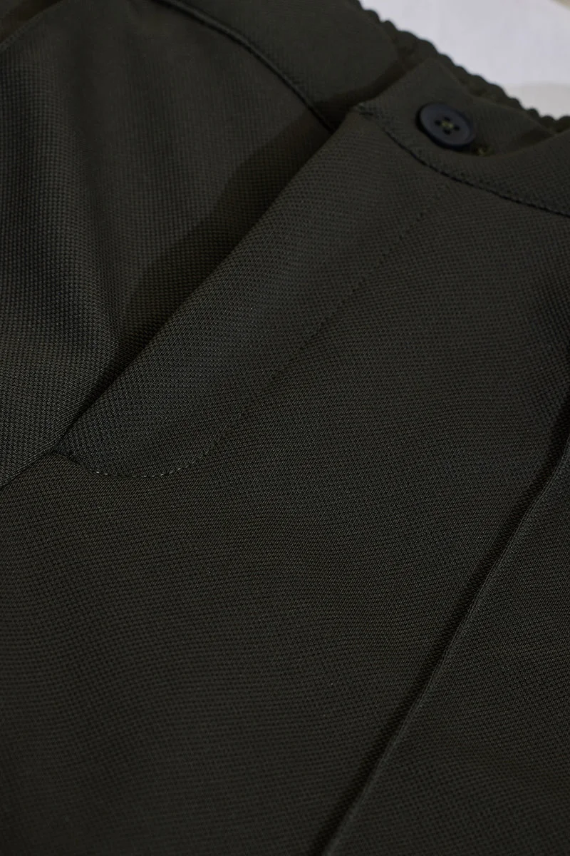 سنيتش Dark Charcoal Black Textured Regular Fit Casual Trousers