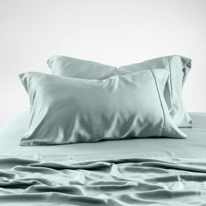 Olive + Crate Luxury Series 100% Tencel Eucalyptus Full Size Sheets Set - 4PC Super Soft Cooling Bed Sheets | Deep Pocket to 16'' Flat  Fitted Sheet & 2 Pillowcases Eucalyptus - Image 5