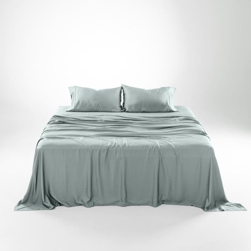 Olive + Crate Luxury Series 100% Tencel Eucalyptus Full Size Sheets Set - 4PC Super Soft Cooling Bed Sheets | Deep Pocket to 16'' Flat  Fitted Sheet & 2 Pillowcases Eucalyptus - Image 4