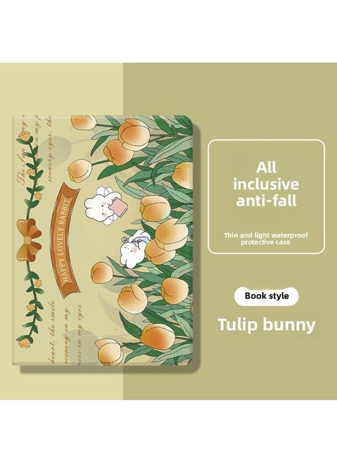 Ipad2022 For Apple Tablet Case For Ipad9 Generation 10.2 Inch Full Package Air1/2 Silicone Pro2021-Color:Tulip Rabbit-Applicable Model:iPad Mini1/2/3(7.9 Inches)