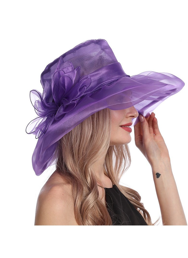 KUYING - New Organza Large Brim Sunvisor Hat Foldable UV Resistant Beach Hat - Image 1