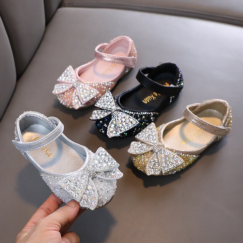 2025 Autumn New Style Elegant Baby Girls Princess Diamond Single Shoes Leather Shoes Dance Performance Shoes - Image 2