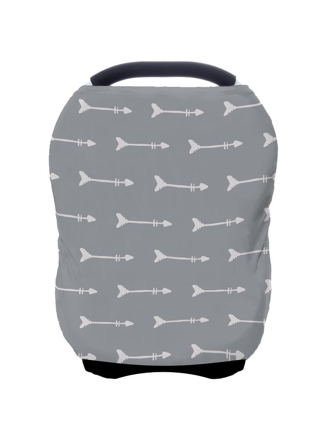 ByeBye Calorie Nursing Carseat Canopy Breastfeeding Cover - Multi-use Stretchy Car Seat Covers for Babies, Baby Shower Gifts (Grey Arrows) - Image 1