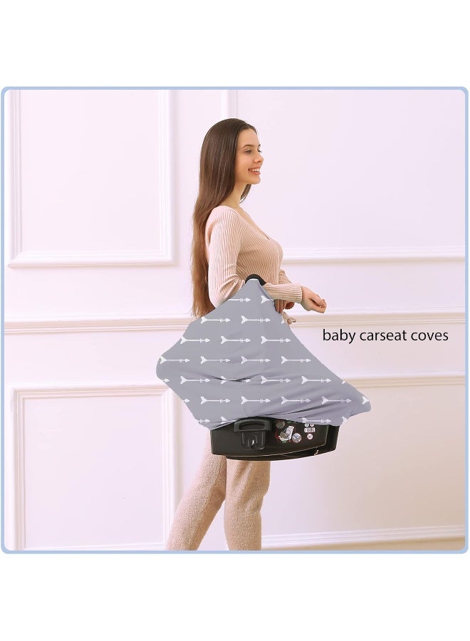 ByeBye Calorie Nursing Carseat Canopy Breastfeeding Cover - Multi-use Stretchy Car Seat Covers for Babies, Baby Shower Gifts (Grey Arrows) - Image 2