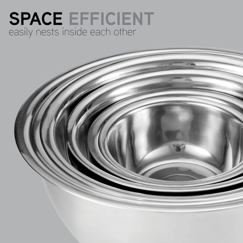 COOK WITH COLOR Stainless Steel Mixing Bowls Set - Nesting Bowls, 6 Pieces, Silver - Image 4