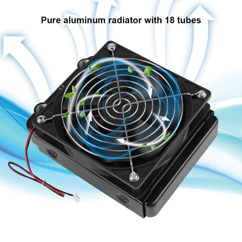 klarako CPU Radiator Fan, DC12V CPU Water Cooling Radiator G1,4 Thread Heat Row Radiator with Fan 18 Tubes 120,360mm Radiator CPU Liquid Cooler for Computer CPU Water Cooled 120mm - Image 2