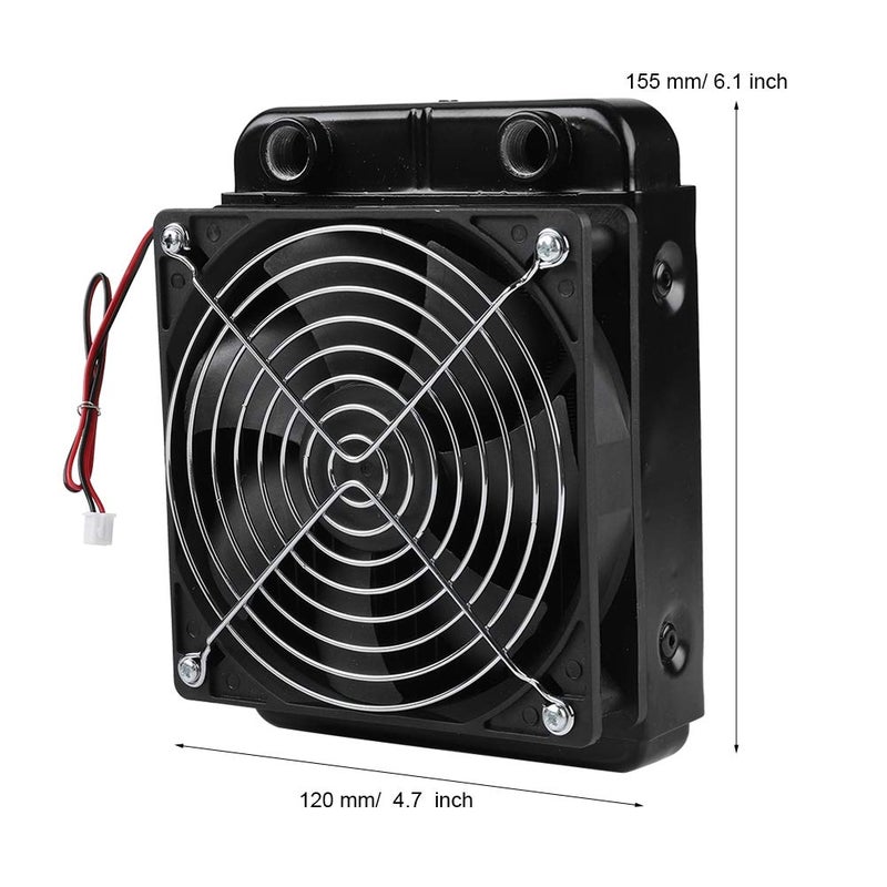 klarako CPU Radiator Fan, DC12V CPU Water Cooling Radiator G1,4 Thread Heat Row Radiator with Fan 18 Tubes 120,360mm Radiator CPU Liquid Cooler for Computer CPU Water Cooled 120mm - Image 4
