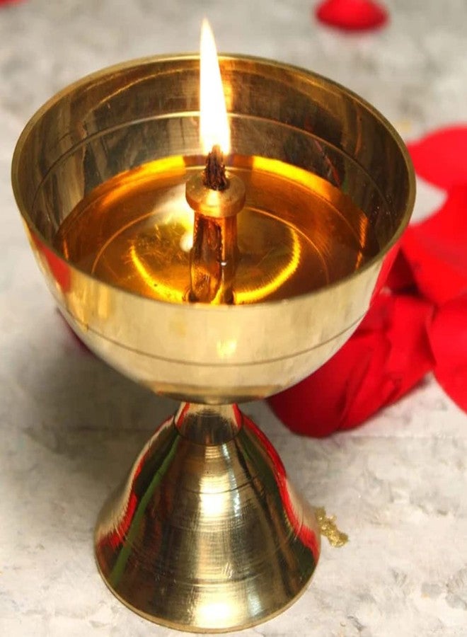 Vintageware® Brass Diya for Puja | Oil Lamp for Mandir, Temple & Aarti | Traditional Deepam Jyot for Pooja | 7cm Height, 114g, Large - Image 5