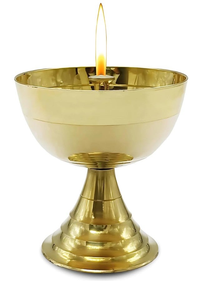 Vintageware® Brass Diya for Puja | Oil Lamp for Mandir, Temple & Aarti | Traditional Deepam Jyot for Pooja | 7cm Height, 114g, Large - Image 1