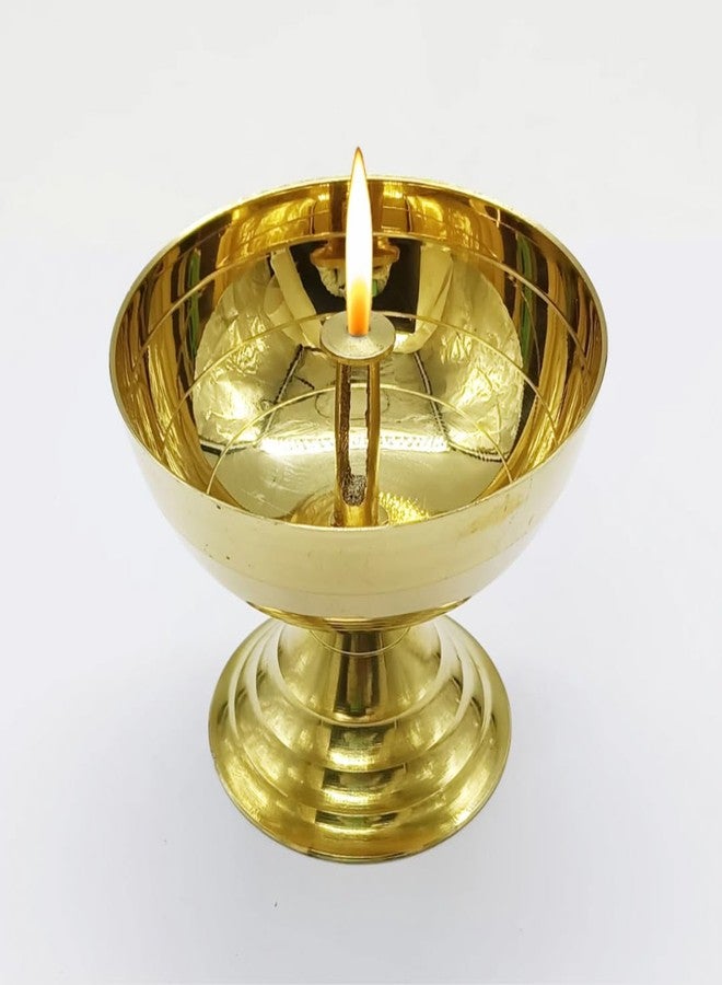 Vintageware® Brass Diya for Puja | Oil Lamp for Mandir, Temple & Aarti | Traditional Deepam Jyot for Pooja | 7cm Height, 114g, Large - Image 2