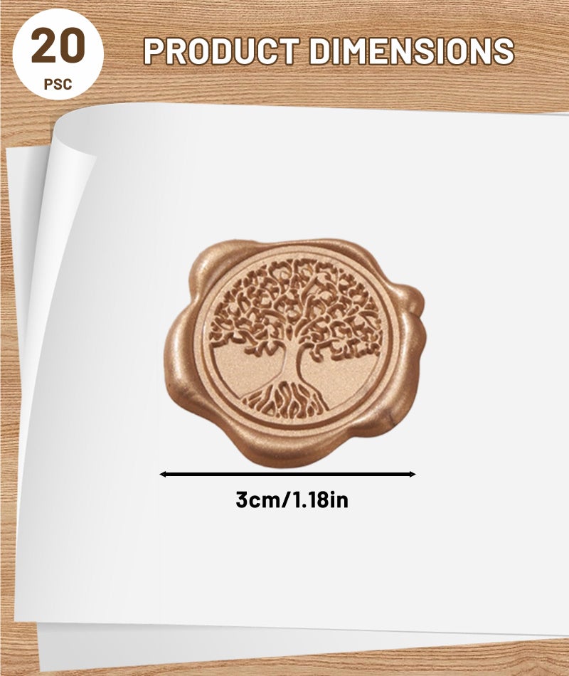 FFZDENA 20Pcs Wax Seal Stamp Kit, Embossing Wax Seal Stickers with Tree of Life Design, Self-Adhesive Wax Stamp for Wedding Invitations, Gift Wrapping, Party Decor - Image 2