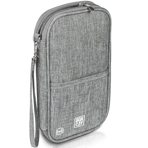 BOACAY Travel Document Organizer with RFID, Family Passport Holder, Wallet for Women & Men, Portable & Waterproof Case for Cards, Boarding Pass, Money - Image 1