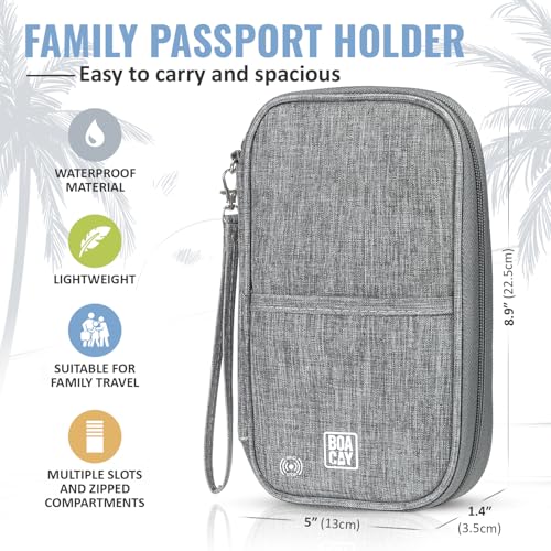 BOACAY Travel Document Organizer with RFID, Family Passport Holder, Wallet for Women & Men, Portable & Waterproof Case for Cards, Boarding Pass, Money - Image 3
