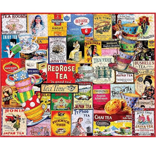 White Mountain Teatime Puzzle 1000 Piece Retro Collage Jigsaw Puzzle for Adult Grandparents - Image 1