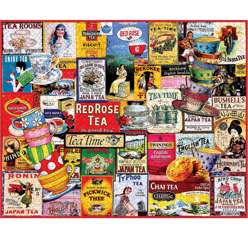 White Mountain Teatime Puzzle 1000 Piece Retro Collage Jigsaw Puzzle for Adult Grandparents - Image 3