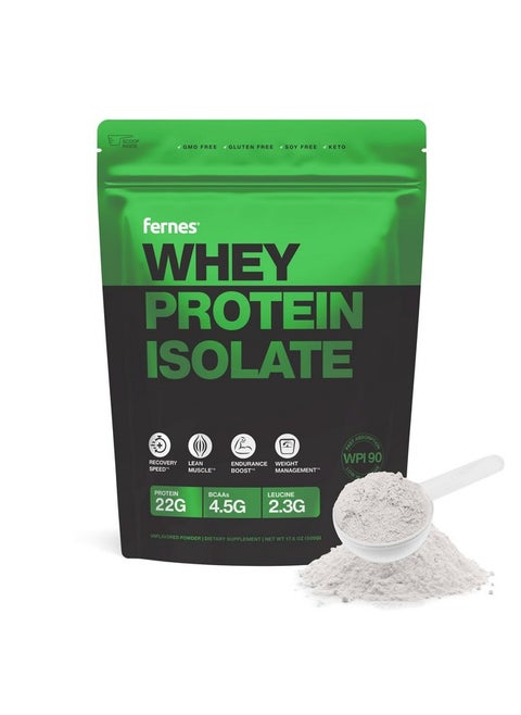 Fernes Whey Protein Isolate - 22G Of Protein & 4.5G Bcaas Per Serving, Grass-Fed, Native, Cold Pressed Wpi 90 For Superior Digestibility - 20 Servings
