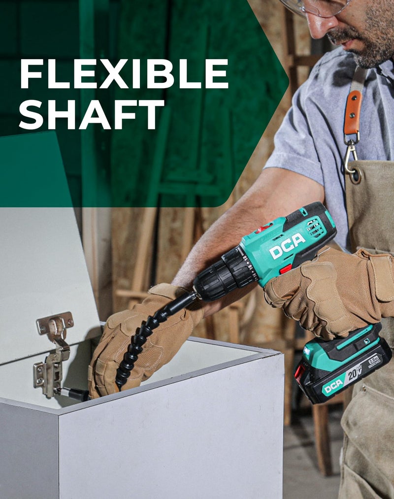دي سي أيه مجموعة مثقاب لاسلكي DCA عزم دوران 336 رطلًا 3/8 بوصة مثقاب كهربائي بدون مفتاح مع بطارية 2.0 أمبير وشاحن 18+1 موضع 25 قطعة 20 فولت طقم مفك مثقاب ADJZ2035 - Image 5