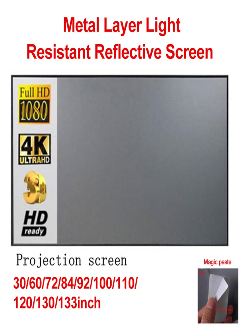 Portable Foldable Projector Screen Metal Layer Light Home Movie Reflective Screen(120inch 16:9)  - Image 2