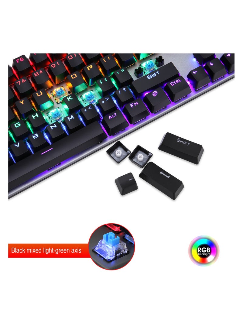 HXSJ - HXSJ  NEW L300 Arabic/English language mechanical keyboard 104 keys green axis 20 kinds of light colorful keyboard. - Image 1