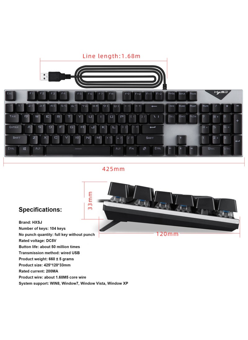 HXSJ - HXSJ  NEW L300 Arabic/English language mechanical keyboard 104 keys green axis 20 kinds of light colorful keyboard. - Image 1