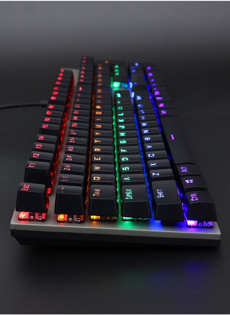 HXSJ - HXSJ  NEW L300 Arabic/English language mechanical keyboard 104 keys green axis 20 kinds of light colorful keyboard. - Image 1