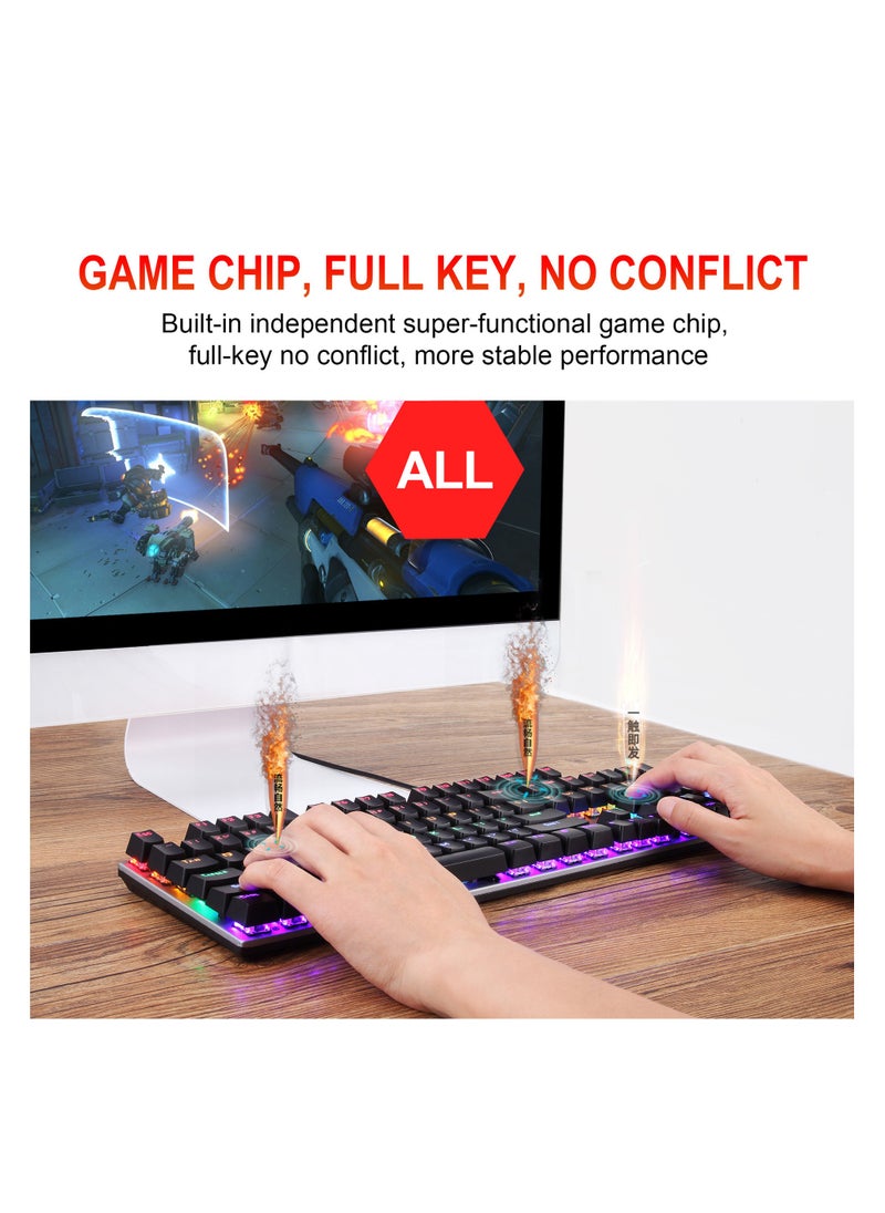 HXSJ - HXSJ  NEW L300 Arabic/English language mechanical keyboard 104 keys green axis 20 kinds of light colorful keyboard. - Image 1