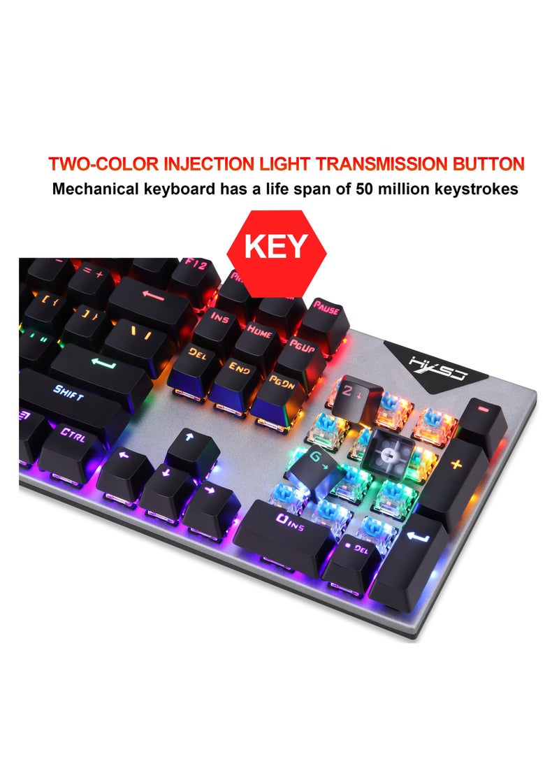 HXSJ - HXSJ  NEW L300 Arabic/English language mechanical keyboard 104 keys green axis 20 kinds of light colorful keyboard. - Image 1