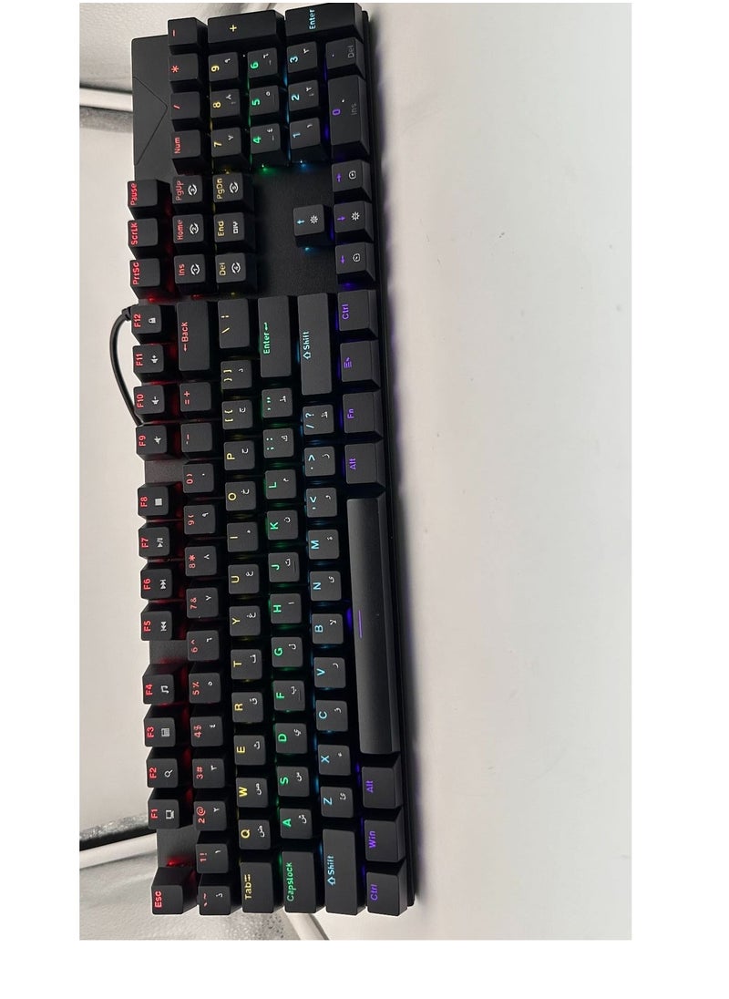 HXSJ - HXSJ  NEW L300 Arabic/English language mechanical keyboard 104 keys green axis 20 kinds of light colorful keyboard. - Image 1