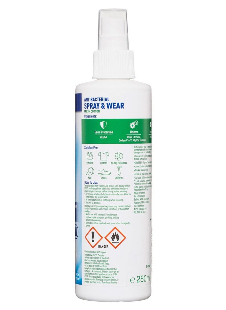 Dettol - Dettol Spray and Wear Antibacterial Spray 250ml - Image 1