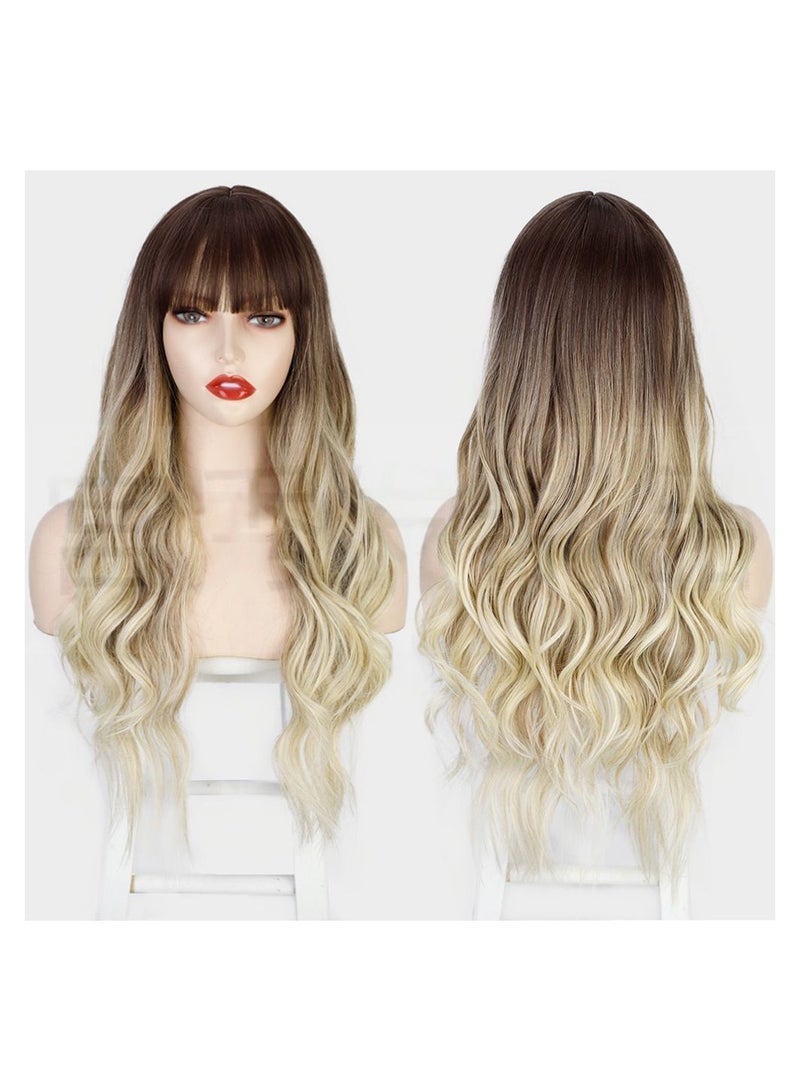 Estelle European and American Long Curly Hair Bangs Female Fiber Wave Full Head Cover - Image 2