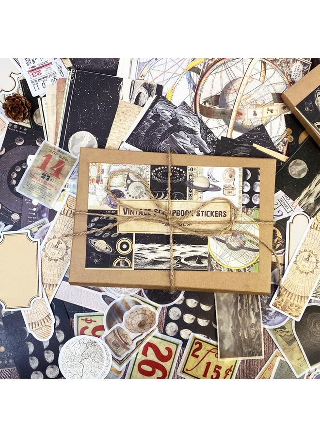 Bluejw Cross-border Hand Account Collage 276 Boxed Creative Retro Oil Painting Art Starry Sky Diy Hand Account Material Paper Sticker Paper Bag - Image 1