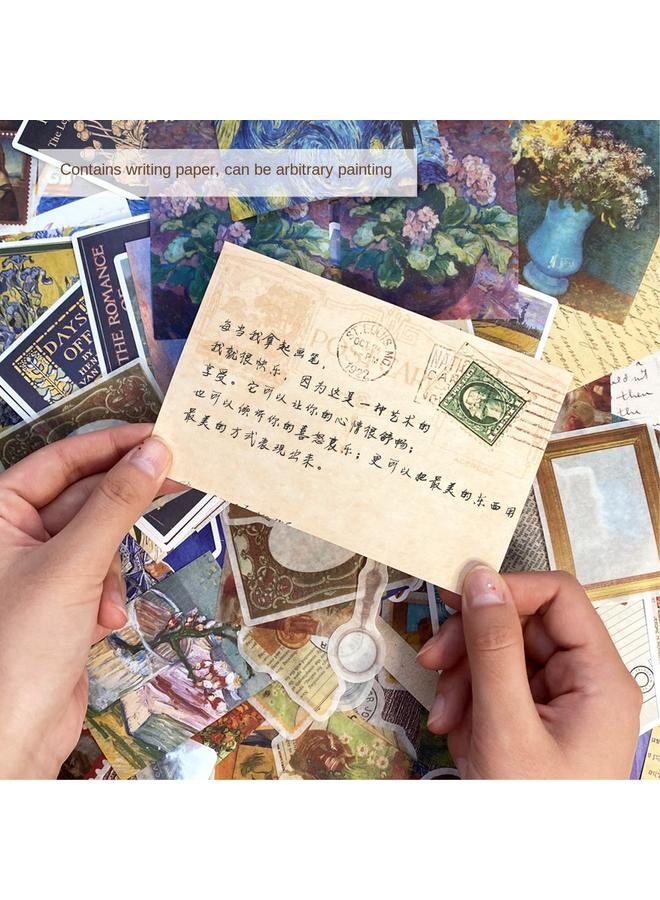 Bluejw Cross-border Hand Account Collage 276 Boxed Creative Retro Oil Painting Art Starry Sky Diy Hand Account Material Paper Sticker Paper Bag - Image 5