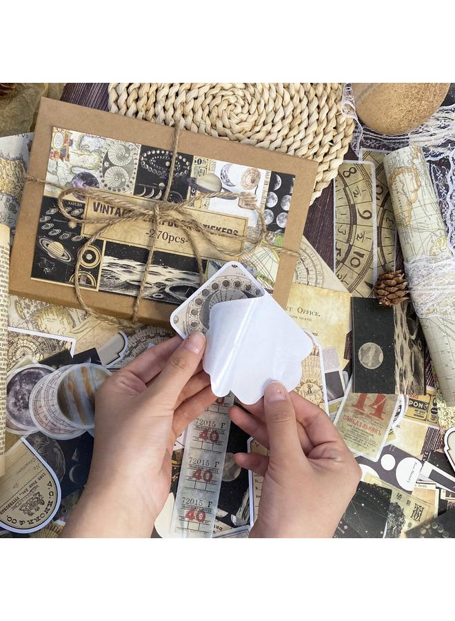 Bluejw Cross-border Hand Account Collage 276 Boxed Creative Retro Oil Painting Art Starry Sky Diy Hand Account Material Paper Sticker Paper Bag - Image 4