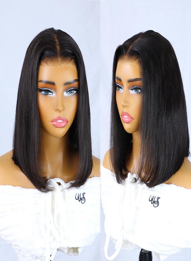 ISEE 9x6 Tpart Bob Straight Glueless Wigs Human Hair Pre Plucked Pre Cut 180% Density Drawstring Wig Human Hair Lace Front Wigs for Black Women Natural Color 12 inch - Image 3