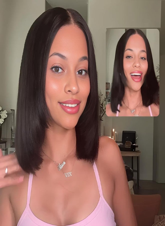 ISEE 9x6 Tpart Bob Straight Glueless Wigs Human Hair Pre Plucked Pre Cut 180% Density Drawstring Wig Human Hair Lace Front Wigs for Black Women Natural Color 12 inch - Image 5
