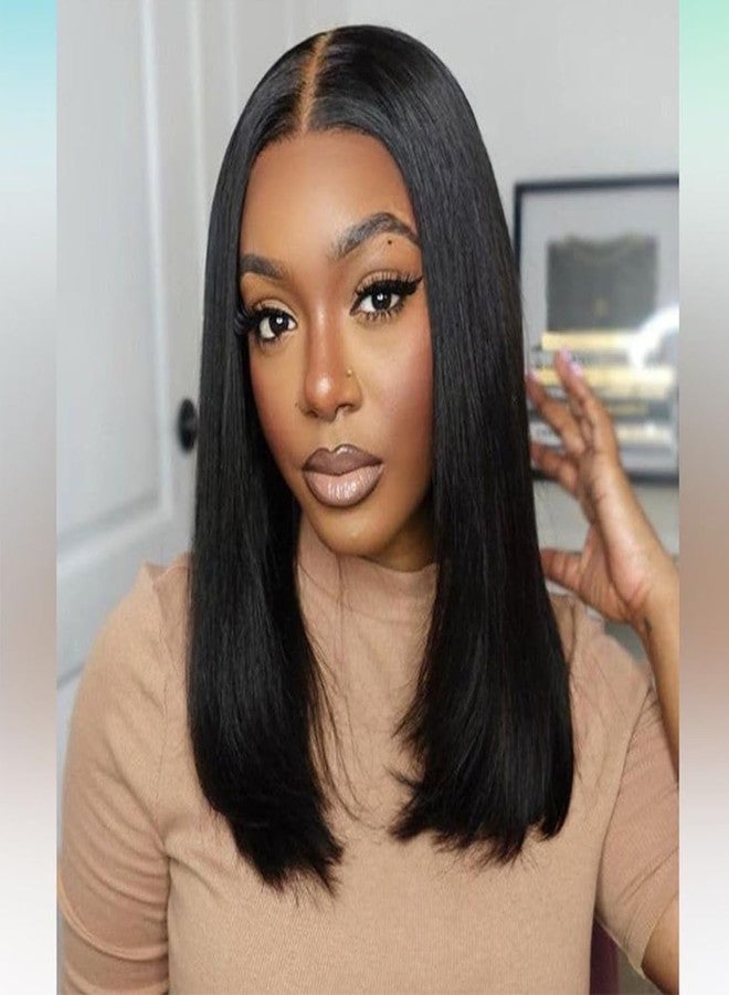 ISEE 9x6 Tpart Bob Straight Glueless Wigs Human Hair Pre Plucked Pre Cut 180% Density Drawstring Wig Human Hair Lace Front Wigs for Black Women Natural Color 12 inch - Image 1