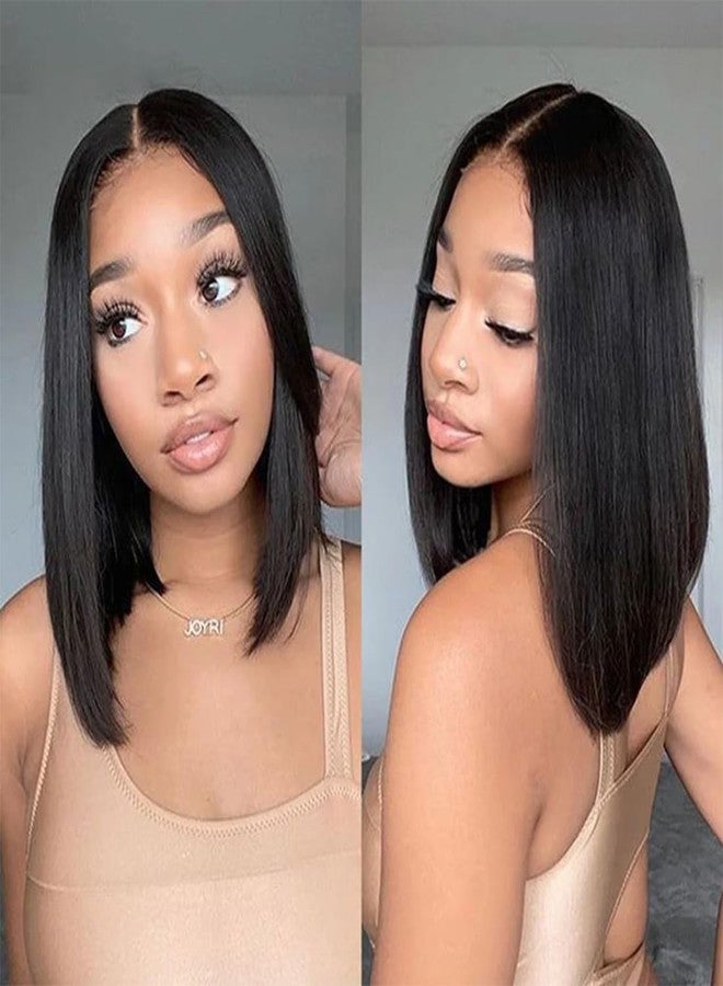 ISEE 9x6 Tpart Bob Straight Glueless Wigs Human Hair Pre Plucked Pre Cut 180% Density Drawstring Wig Human Hair Lace Front Wigs for Black Women Natural Color 12 inch - Image 2