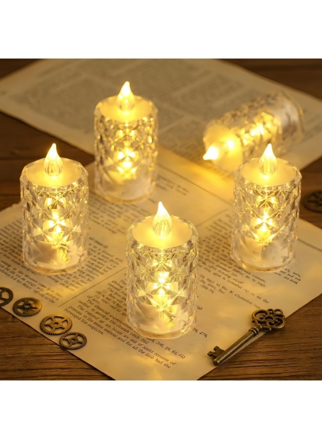 مجموعة من 12 شمعة LED صغيرة، شموع صناعية تعمل بالبطارية بدون لهب ودخان مع لهب واقعي، شمعة كهربائية باللون الأبيض الدافئ مناسبة لعيد الميلاد وحفلات الزفاف والحفلات وديكور المنزل – 3.5 × 3.5 × 8 سم - Image 1